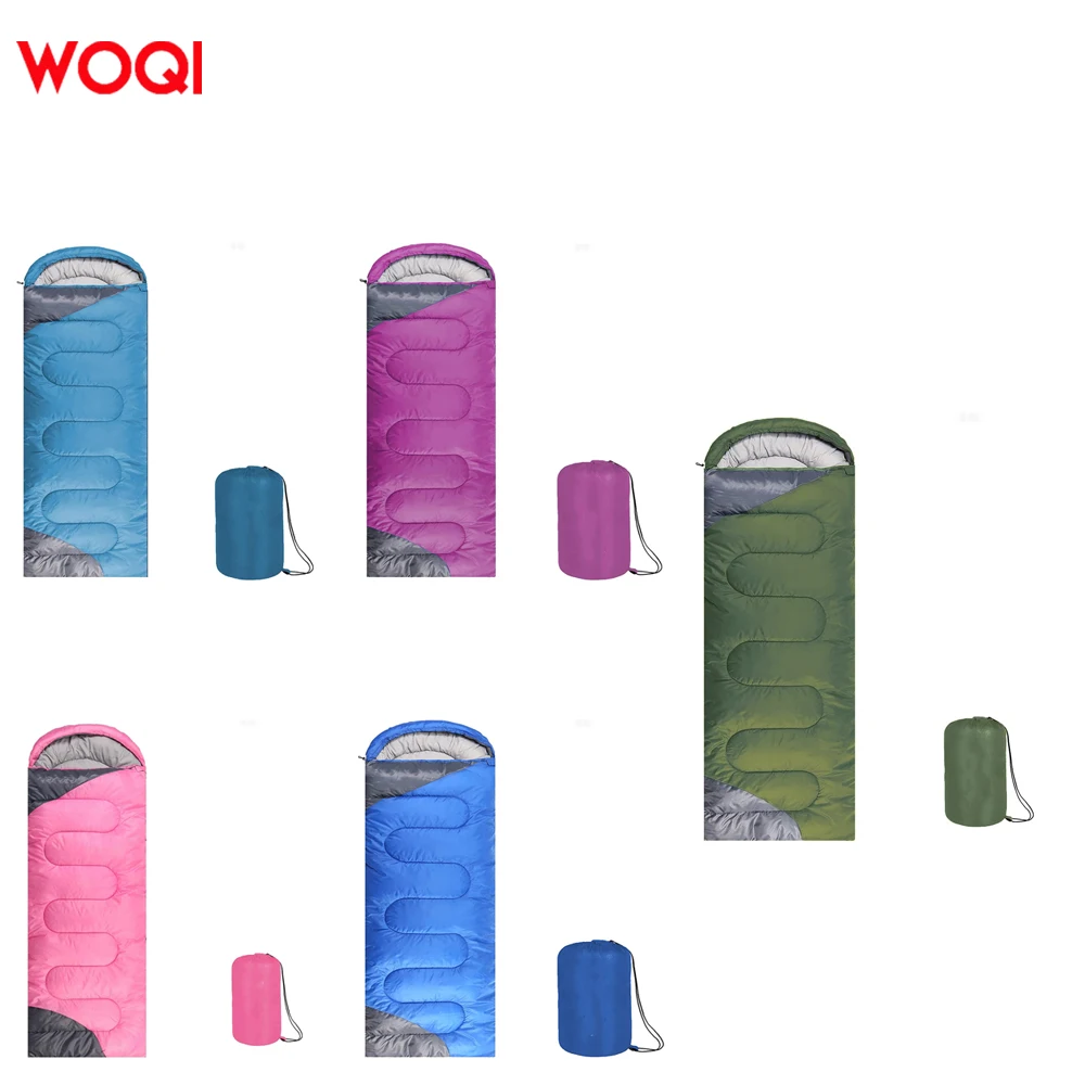 WOQI Ultra Light Hollow Cotton Warm and Windproof Outdoor Camping 3-season Color Matching Envelope Sleeping Bag