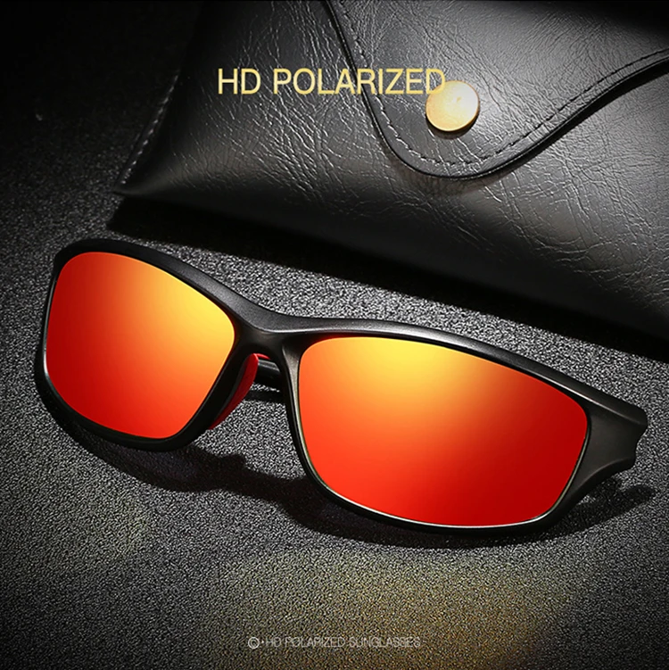 

UV400 Mirrored Men Square Sport Polarized Outdoor Plastic Oversized Fashion Sunglasses 2021, Blue green red mirror silver grey black/red tip