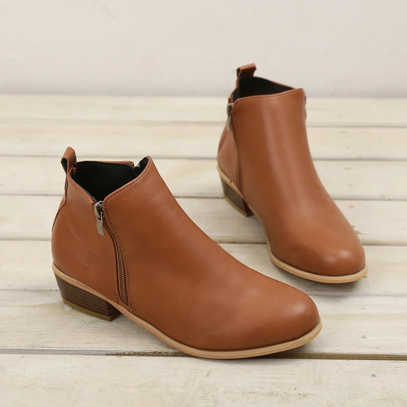 

Factory price 2019 New Style big size Block High Heel Women Casual Shoes Ladies suede ankle boots, Custom color