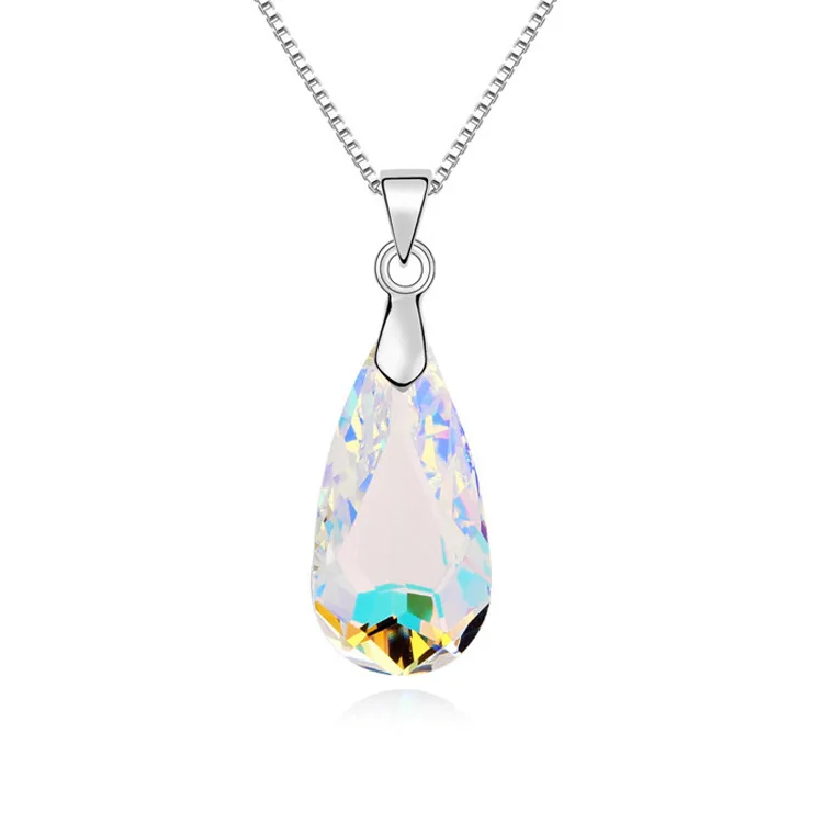 

Trendy Necklace Austrian Imported Crystal Necklace for Women Water Drop Crystal Pendant Necklaces Jewelry, Colorful