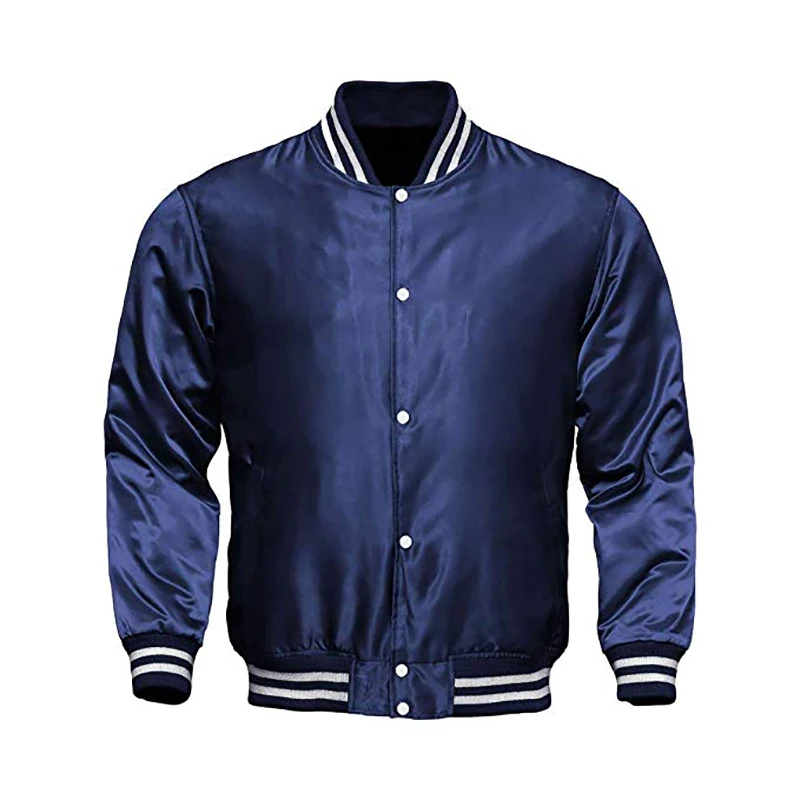 

Custom men bomber jacket wholesale blank satin baseball varsity jackets in all colors, Customized color