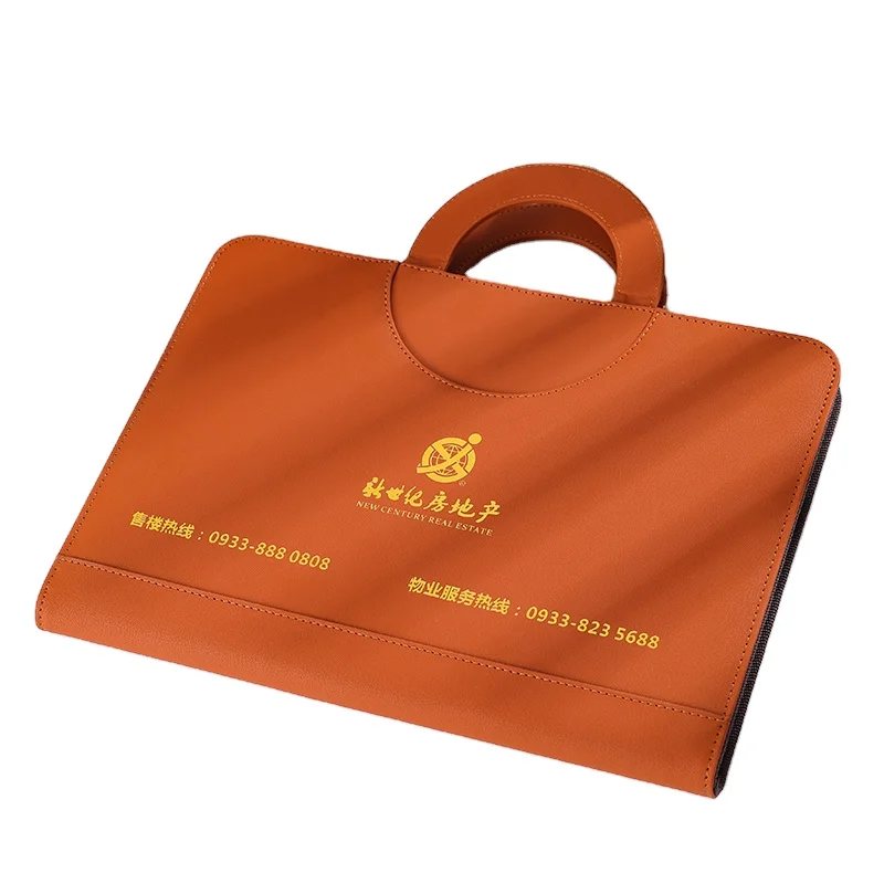 

Goldbox latest wholesale custom leather packaging document bag custom logo