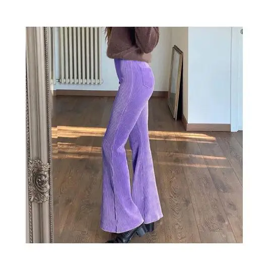 

Latest Design Spring Fall Winter Plain Corduroy Bell Bottom Leggings Trousers Women Bell Bottom Pants