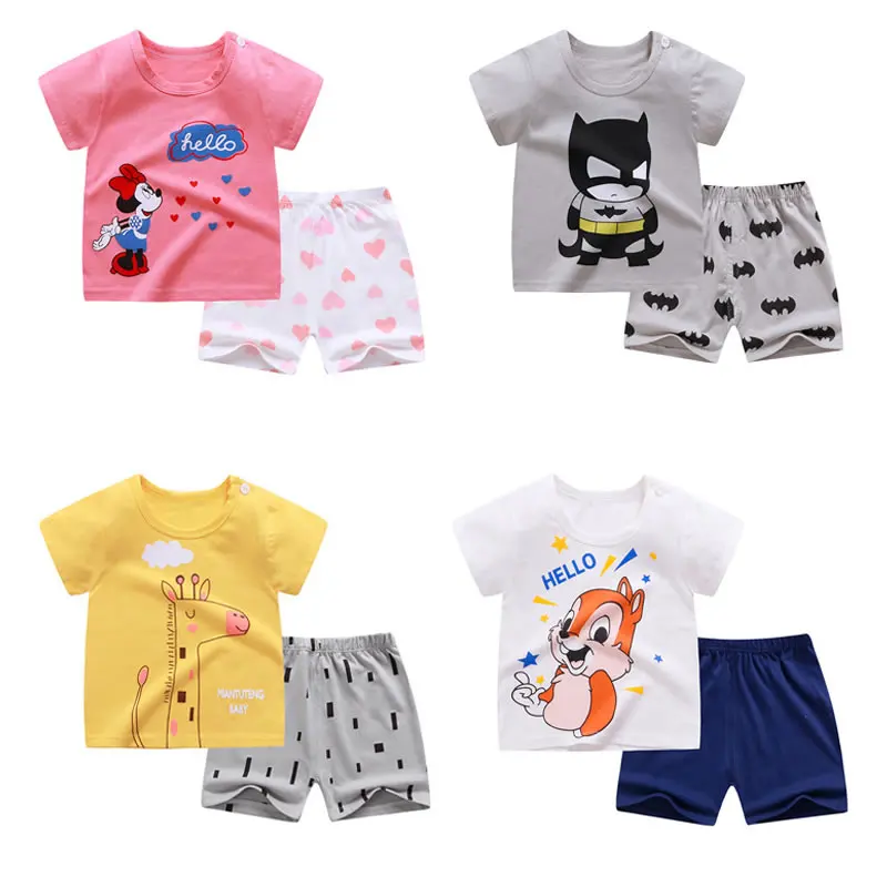

Kids Summer Pajamas Short Sleeve Sleepwear Baby Pajamas Sets Boys Girls Animal Pijamas Cotton Nightwear child for Clothes, Picture shows