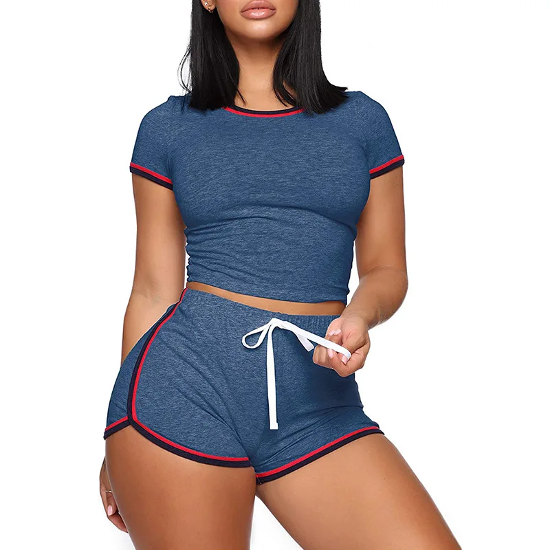 

Trending products 2021 new arrivals CustomTwo Piece Jogging Suit Sexy Sportswear Short Summer Two Piece Set Tracksuit, Picture shows