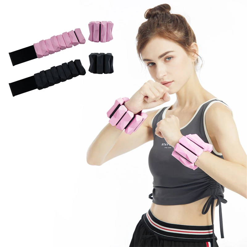 

Factory Supply heavy Ajustable Gym Fitness Silicone Ankle Leg Energy Bangles Wrist Weights Bracelet, Black+pink