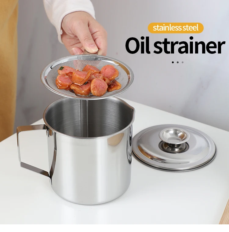 Stainless Steel Oil Storage Grease Keeper Strainer Oil Pot Grease