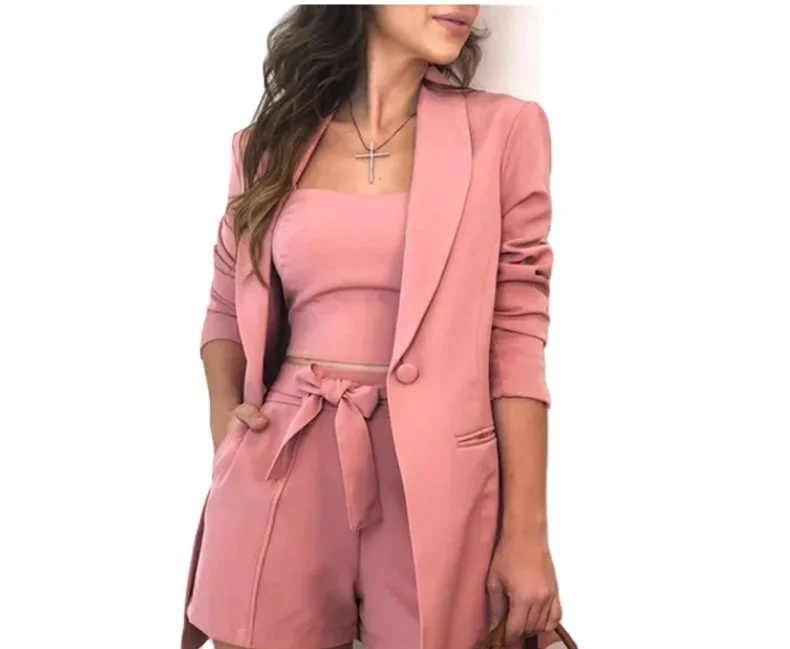

2021 3 pc set fashion suit womens business wear suits new women's clothing solid color set 3 pieces