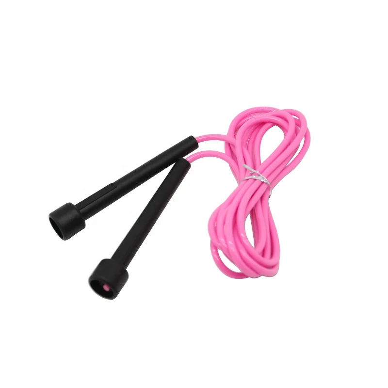 

3m PVC Speed Custom Weighted Jumping Rope Handle with Logo, Black pink blue