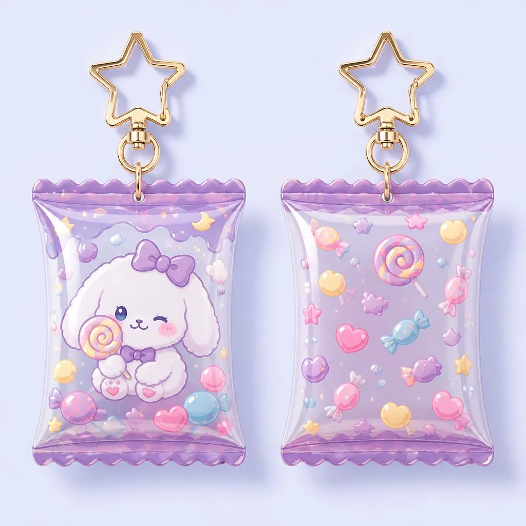 Double Sided Sweet Bunny Candy Pouch Keychain