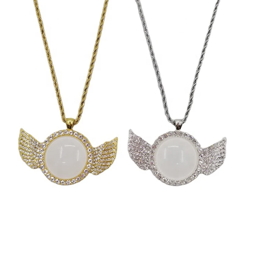 

Fashion DIY Sublimation Round Shaped Crystal Necklace, Silver,gold