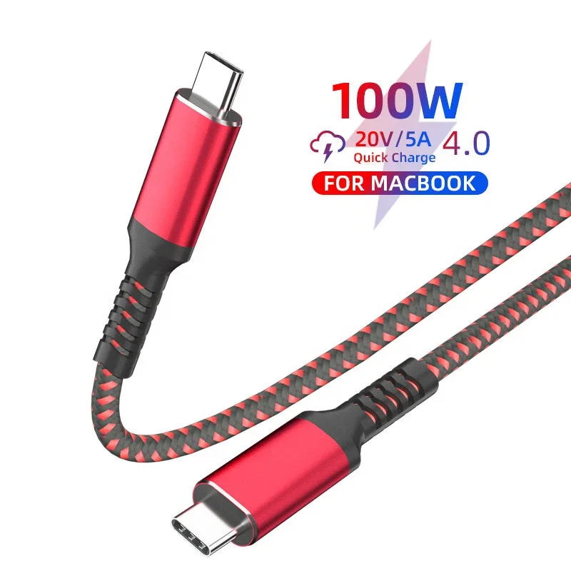 

New arrival e-mark chip 100W cable c type cable quick charge 20V 5A durable nylon briade Type C To Type C Cable for Huawei