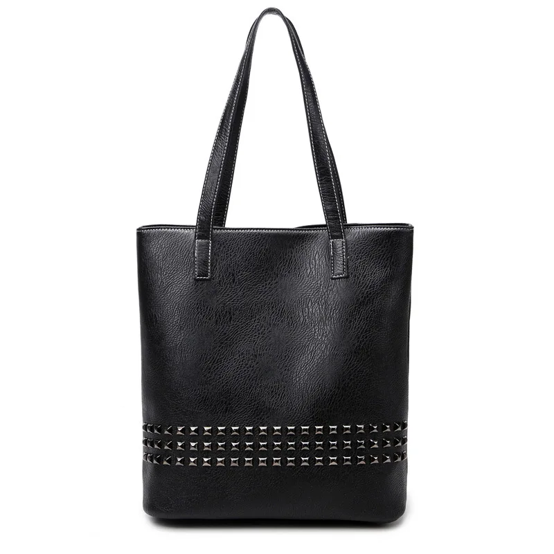

Fashion 2019 Trend Lady Handbag female large size PU Leather bag with rivet