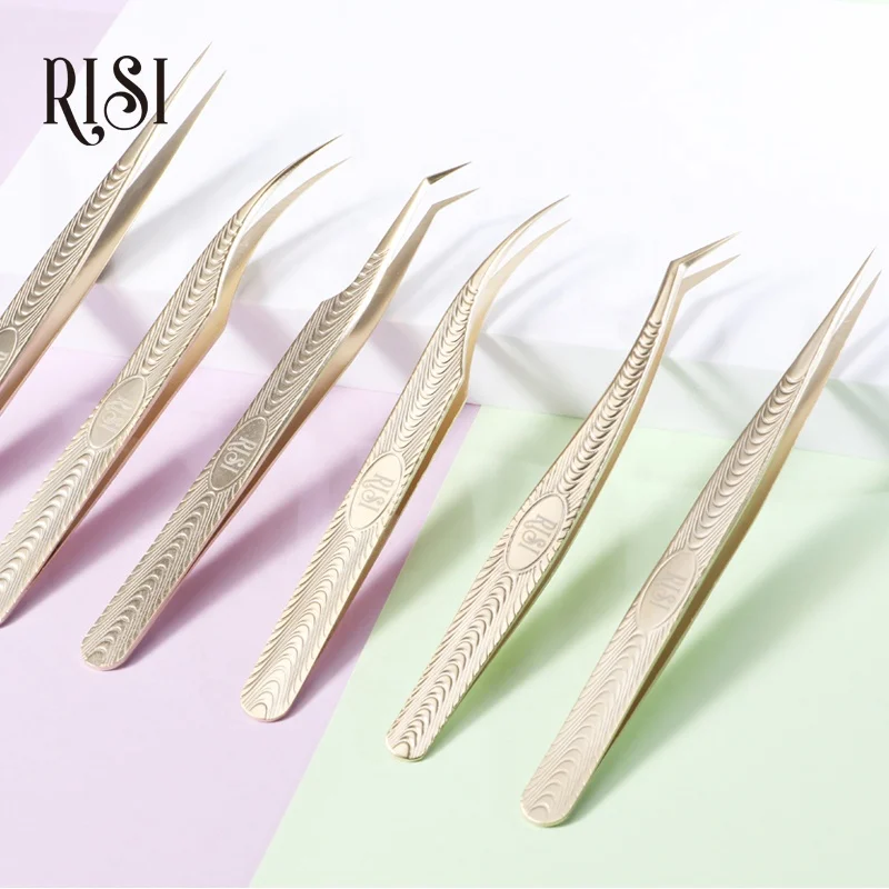 

RISI Professional Lash Art Use Light & Strong New Design Non-slip Eyelash Extension Tweezers For Lashes Volume Eyelash Tweezer