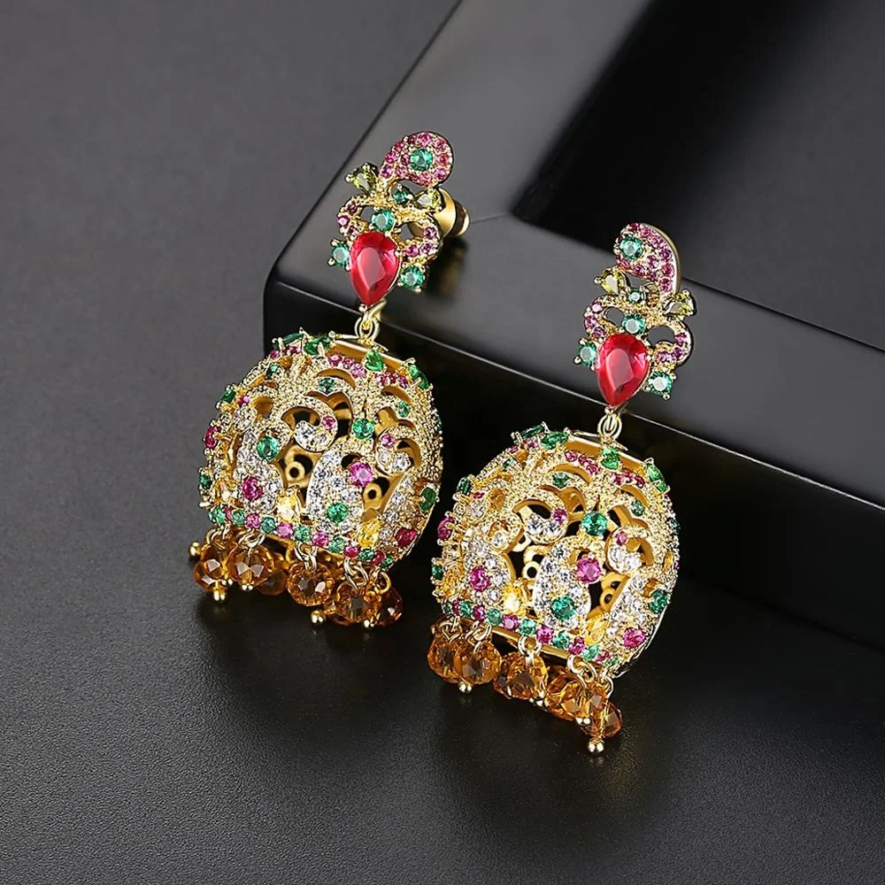 

Ethnic Indian Bohemian Flower Drop Earrings for Women Wedding Bridal Party Beads Tassel Brincos Bijoux Christmas Gifts Bling New, Multicolor