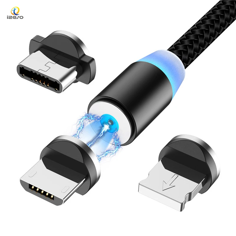 

Hot Selling 3 in 1 Cable Micro USB Fast Charger 1m 2m Magnetic Charging Magnet High Quality