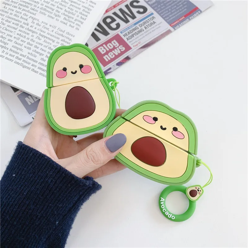 

3D Funny Cute Fruit Avocado Soft Silicone Funda Protective Case Cover Coque for Airpods 2 for Apple Airpod 1 2 Pro