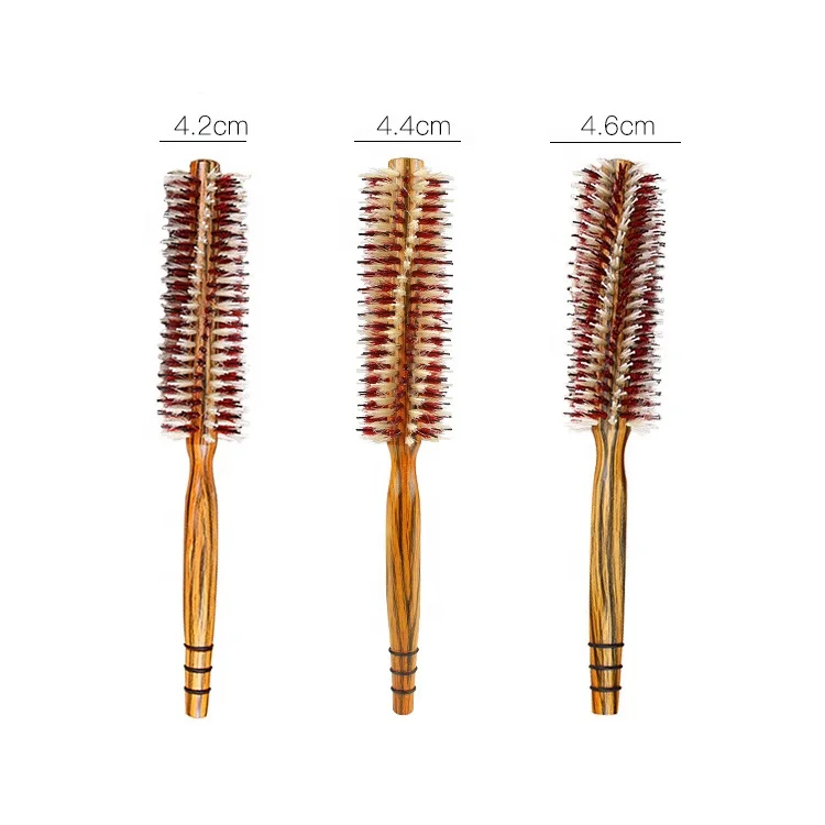 

Private Label Round Curling Combs Professional Wooden Round Brush for Blow Drying Anti Static Hairbrush, Natural color