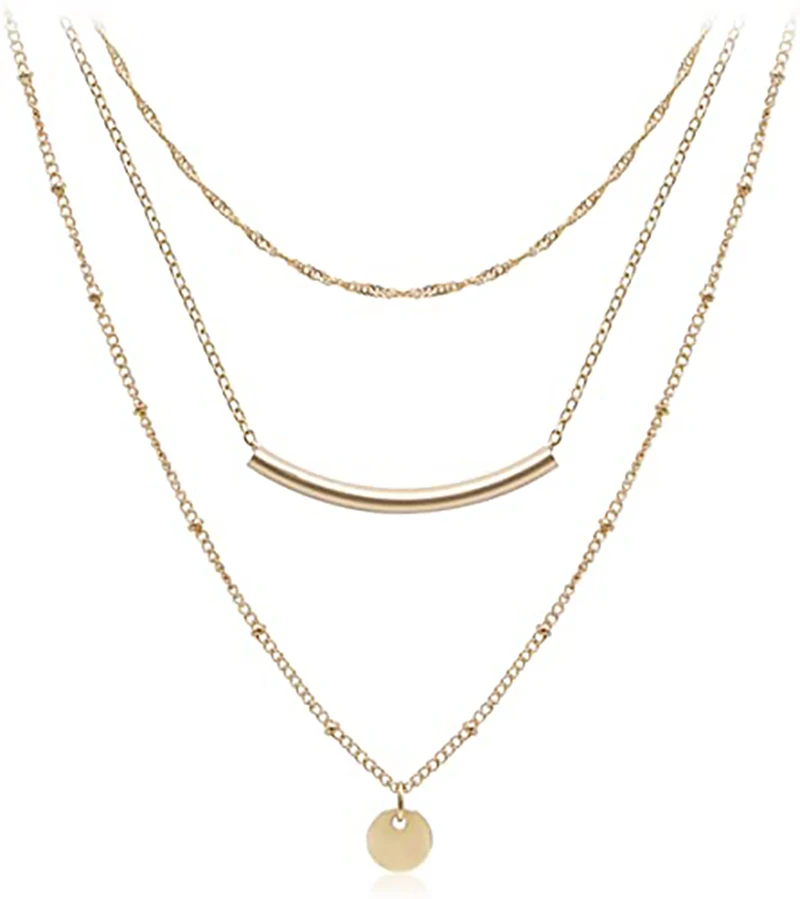 

Hot Sale Products Custom Gold Plated Jewellery Women Layered Coin Chain Necklace