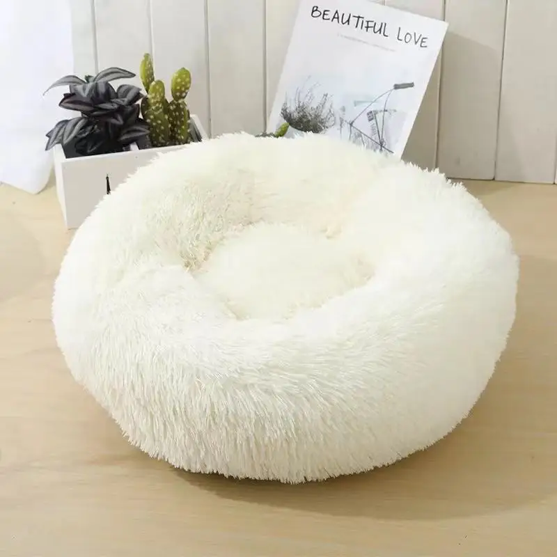 

Ready to ship round luxury plush warm simple cat pet bed deep sleep cute cat bed mattress pet dog beds, Customized