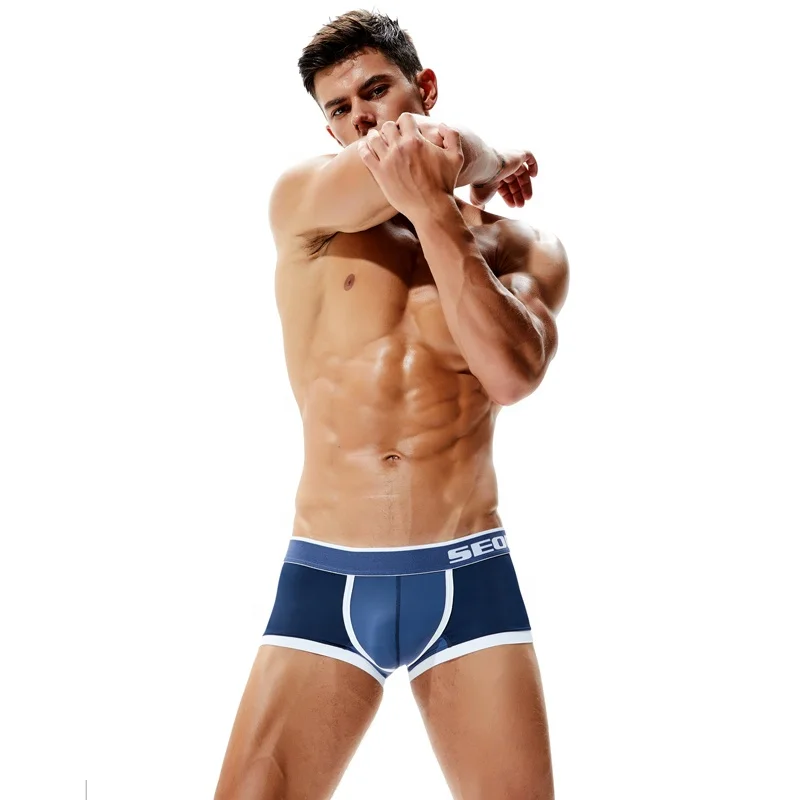 

2021 Hot Sale Factory Mens 84% Nylon 16% Spandex Underwear Boxer Briefs Patchwork Underwear Boxer Shorts