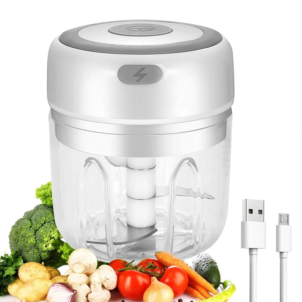 

Multi function one touch mini electric garlic chopper dicer machine kitchen food vegetable chopper onion slicer 250ml, Pupular white or other