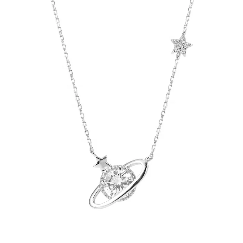 

Popular Design Jewelry Dream Planet Pendant 100% Pure S925 Sterling Silver Necklaces Necklace, White