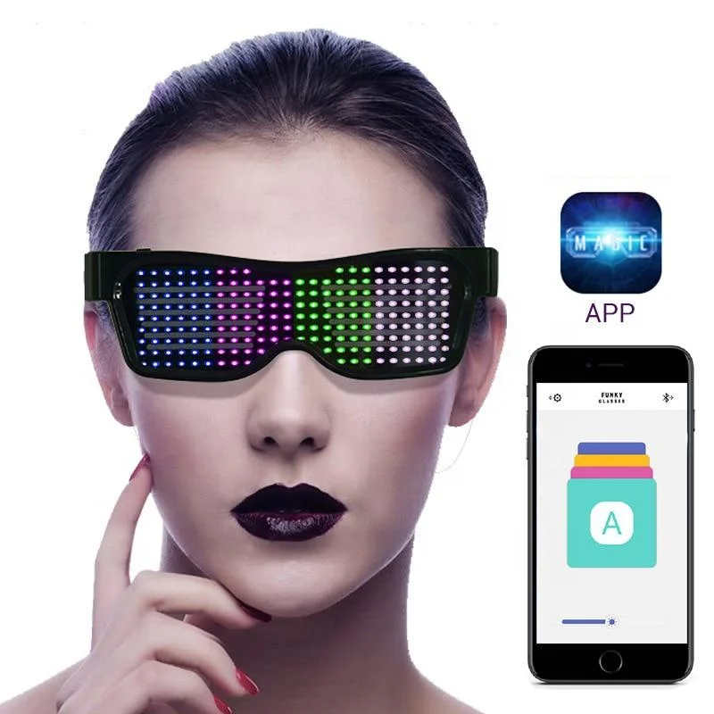 

Free Shipping Drop Ship Christmas Party Magic LED Glasses USB Rechargeable DIY Display APP Controlled LED Party Glasses