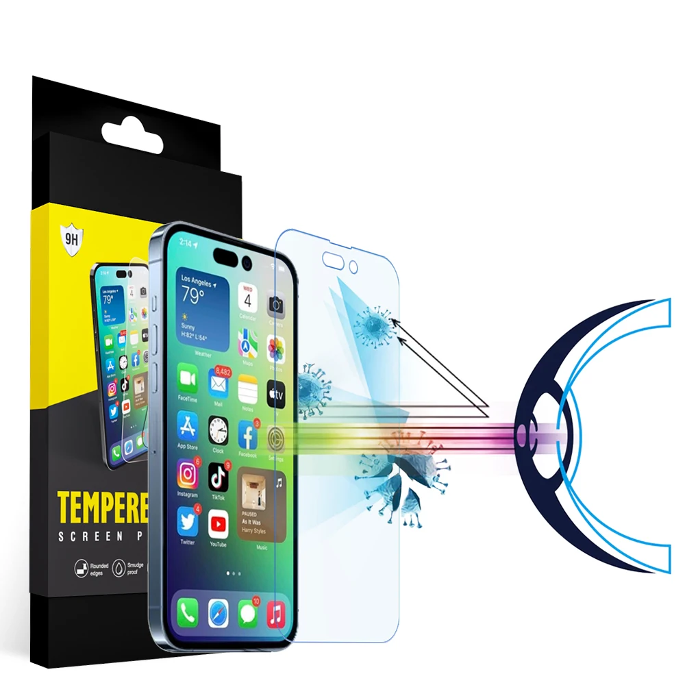 

Mobile Phone High Transparent Anti-blue Light Ray Eye Protect Tempered Glass Screen Protector for iPhone 11 12 13 14 Pro Max