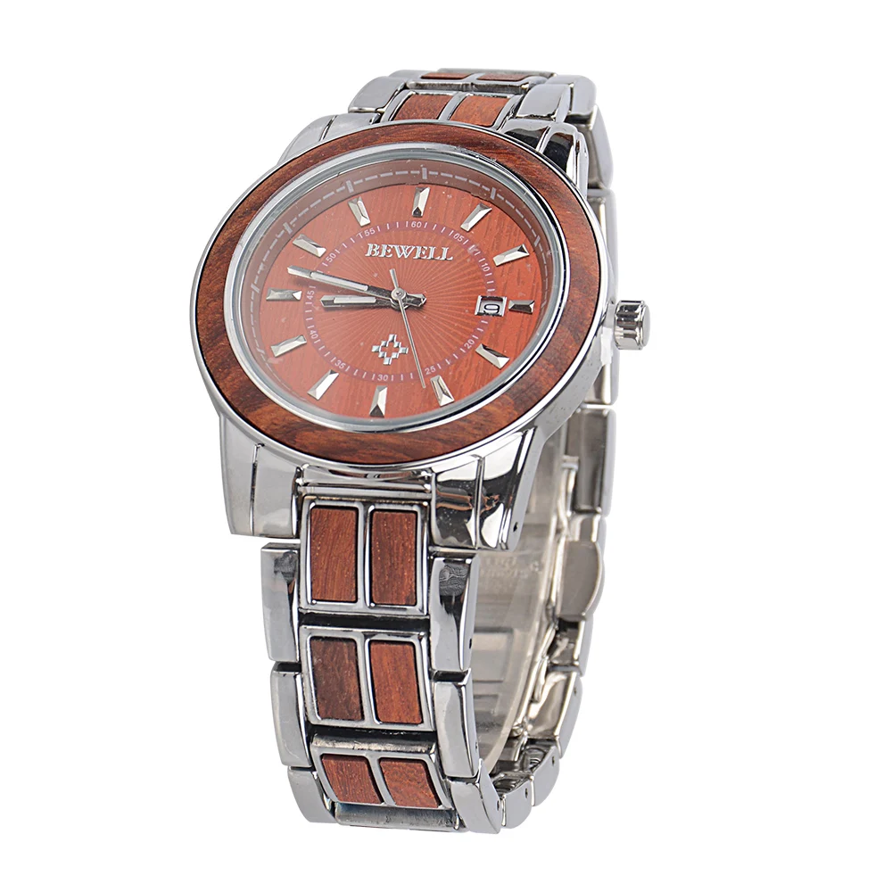 

Wholesale Wrist Watches for Men Charm Designer Bewell High Metal and Wood Watch Quartz Hand Watch