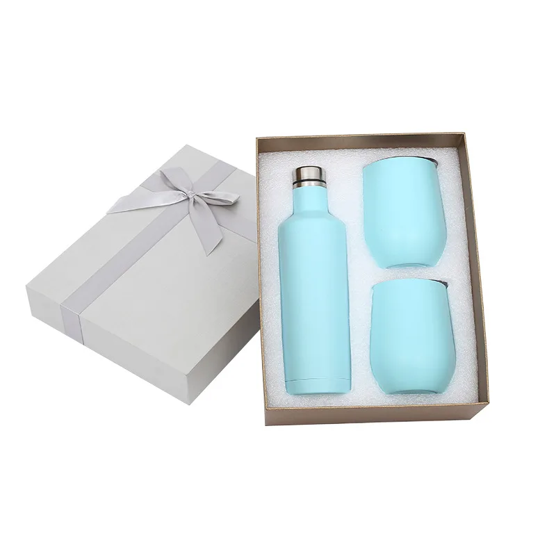 

17 oz stainless steel wine bottles with 12 oz wine tumbler gift set double wall insulation tumblers 3pcs set wine bottle, Customized color