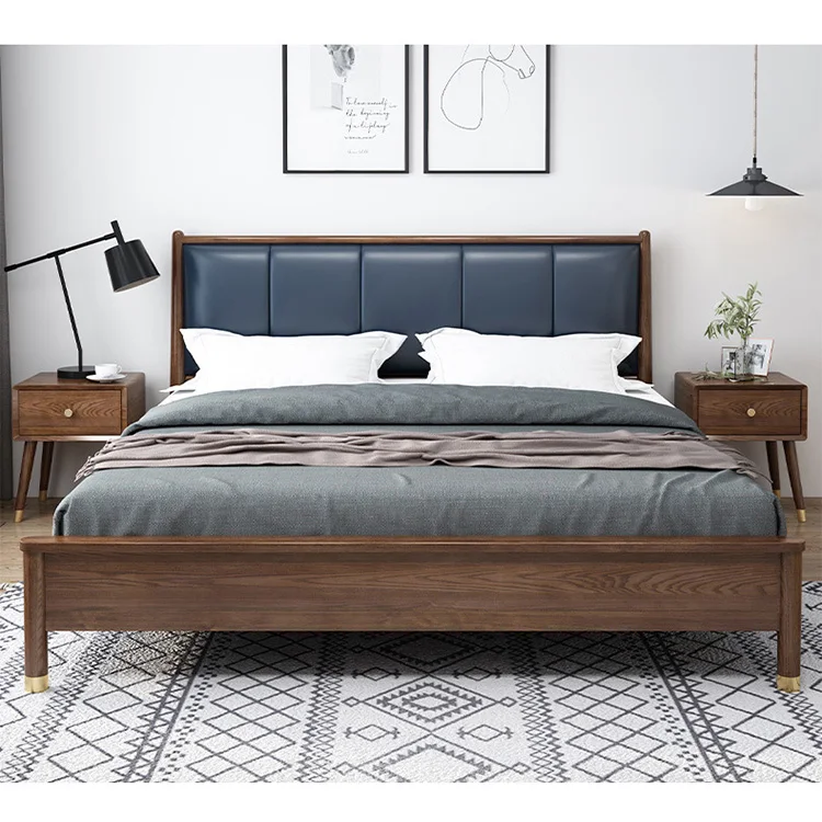 product-BoomDear Wood-High quality natural solid wooden bed King size double bed wooden with wood fr-1