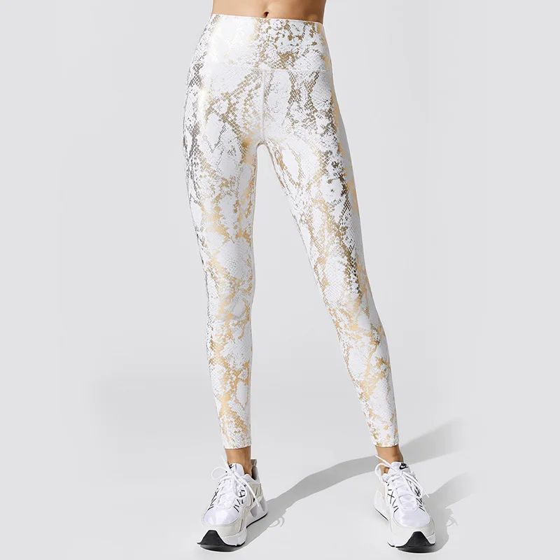 

2021 Trending Products Fashion Tight Stretch Yoga Pants Snake Pattern Peach Butt Fitness Pants High Waist Slim Sports Leggings, Customized colors
