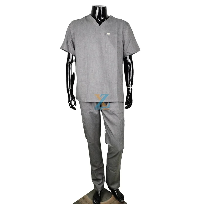 

Wholesale stretchy fabric Polyester rayon spandex hospital Men's scrub uniform set, Customized