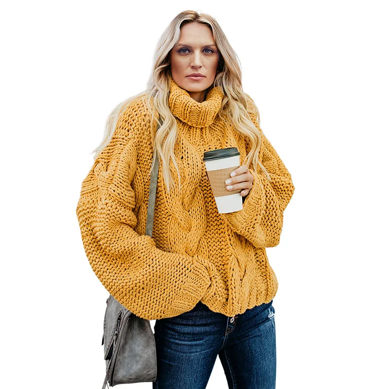 

Wholesale Women Cuddle Weather Cable Knit Handmade Turtleneck Sweater, Customized