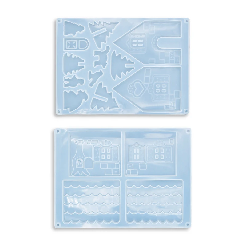 

Crystal Drop Adhesive The Christmas Cottage Silicone Mold Resin Casting Mold decoration mold, White