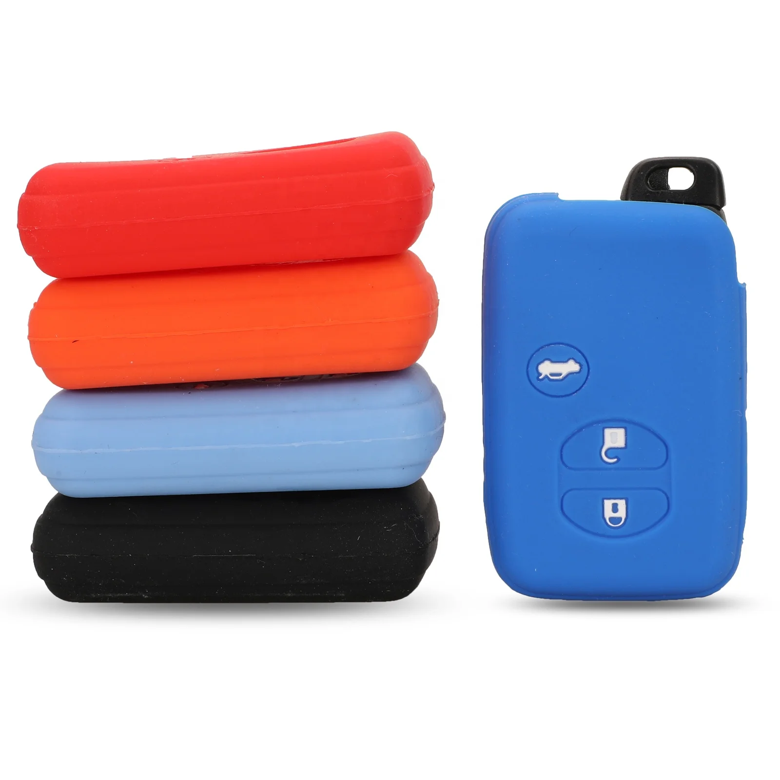 

Silicone 3BTN Car Key Case For Toyota Land Cruiser Prado 150 Camry Prius Crown Auto Keyless Protection Wallet Rubber Fob Cover