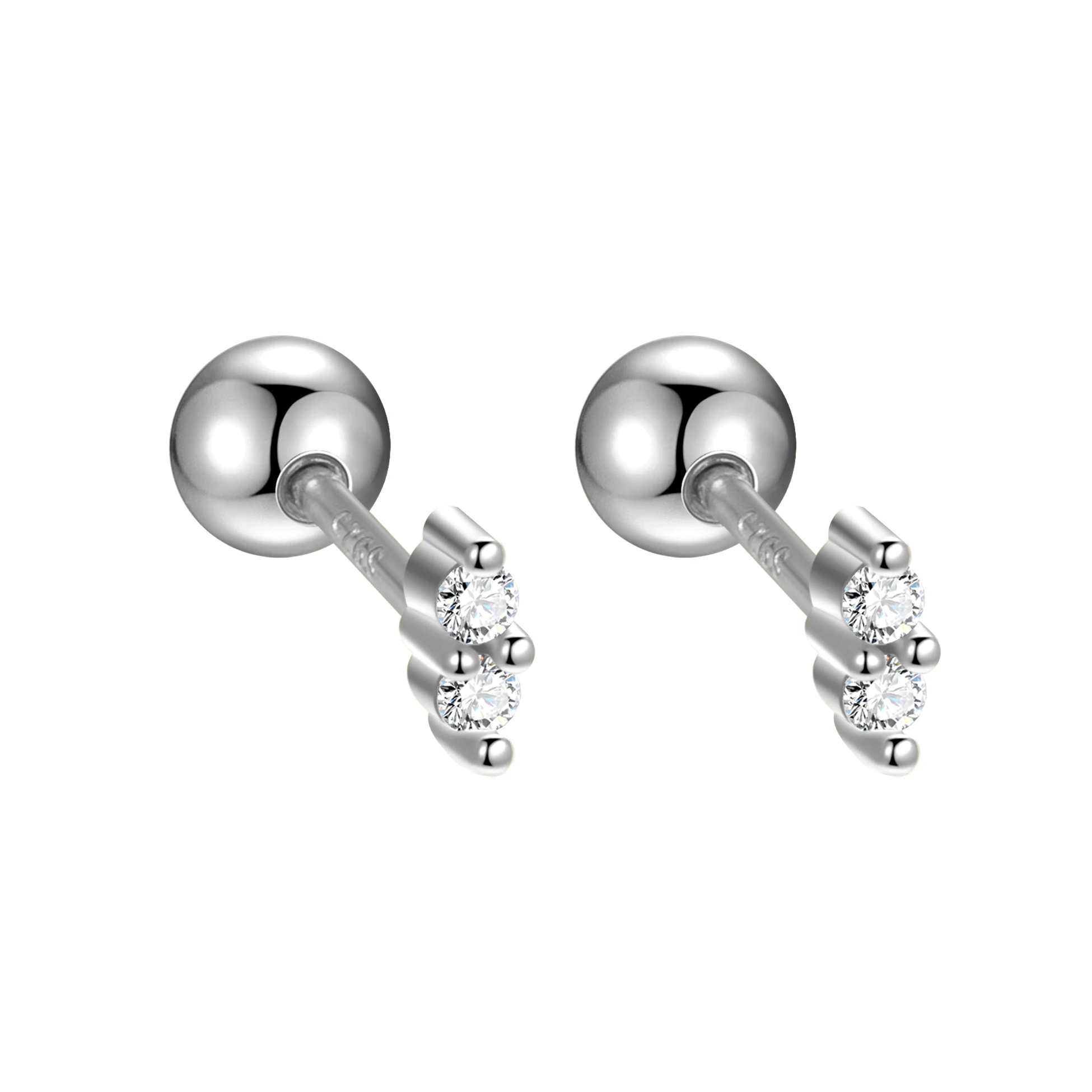 Vintage Simple Stud 925 Sterling Silver Small CZ Round Oval Screw Back Earrings Set for Women Girl Fine Jewelry Wholesale