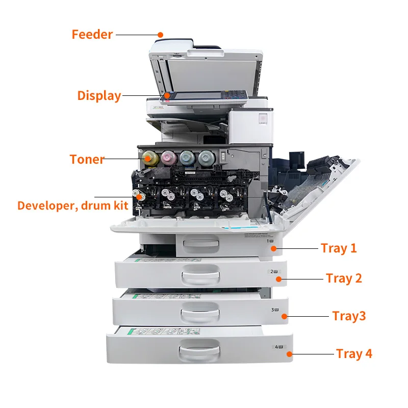 
A3 Ricoh Printer CMYK Colored/Monochrome All-in-one Printer for Ricoh Aficio MP 3003 b2b Copier 