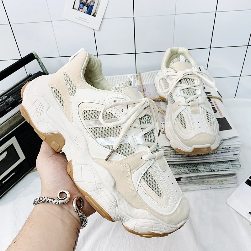 

2021 New Fashion high quality Male Sports Athletic Sneakers for Walking Jogging Men's Running Basketball Mesh old Dad Shoes