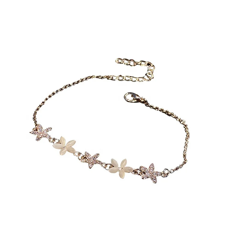 

Opal Flower Women's Bracelet Plating Alloy Diamond Bracelet, Gold