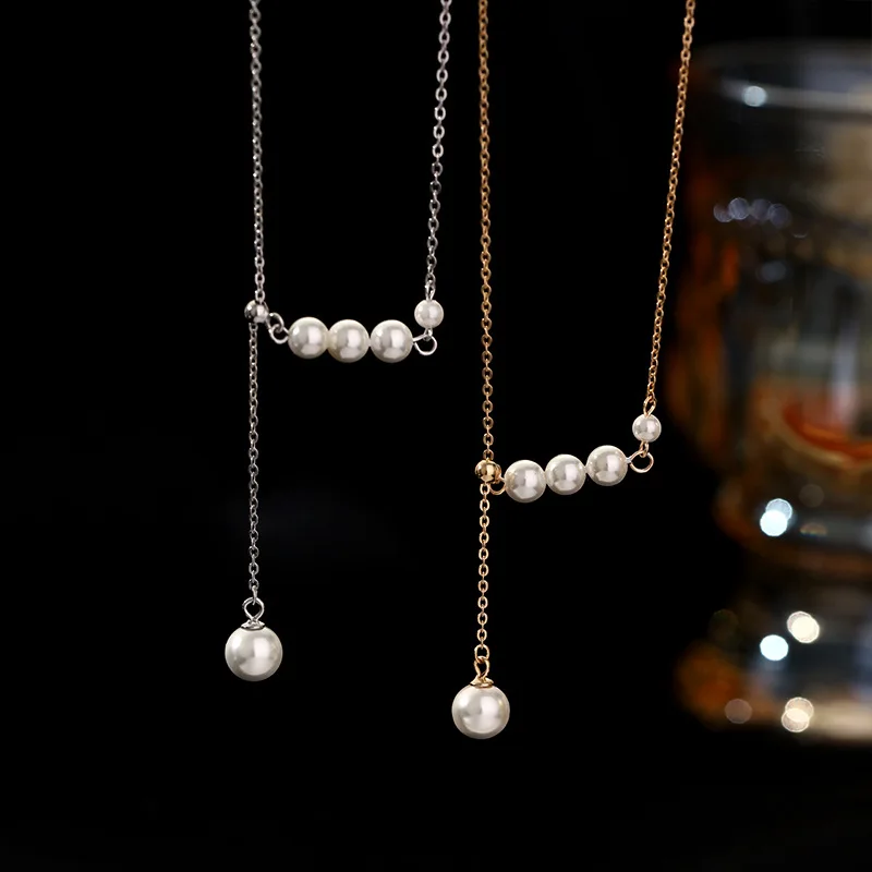 

2022 New Ladies Light Luxury Summer Choker Necklace French Design Pearl S925 Sterling Silver Necklace, Rose gold /white gold
