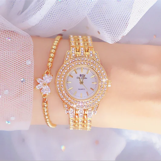 

Diamond Women Luxury Brand Watch BS Bee sister FA1578 Gold Clock Wrist Watches For Women 2021 Rhinestone Elegant Ladies Watches, 3 colors