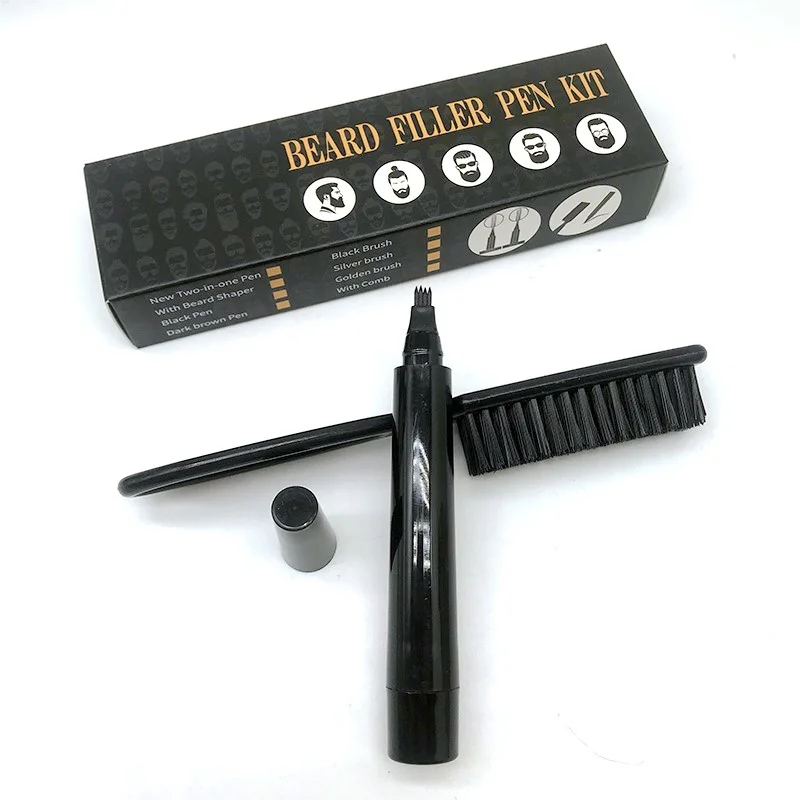 

Waterproof Lasting Beard Pencil Filler Mustache Filling Pen Kit Natural Beard Filling Pen, Black, brown