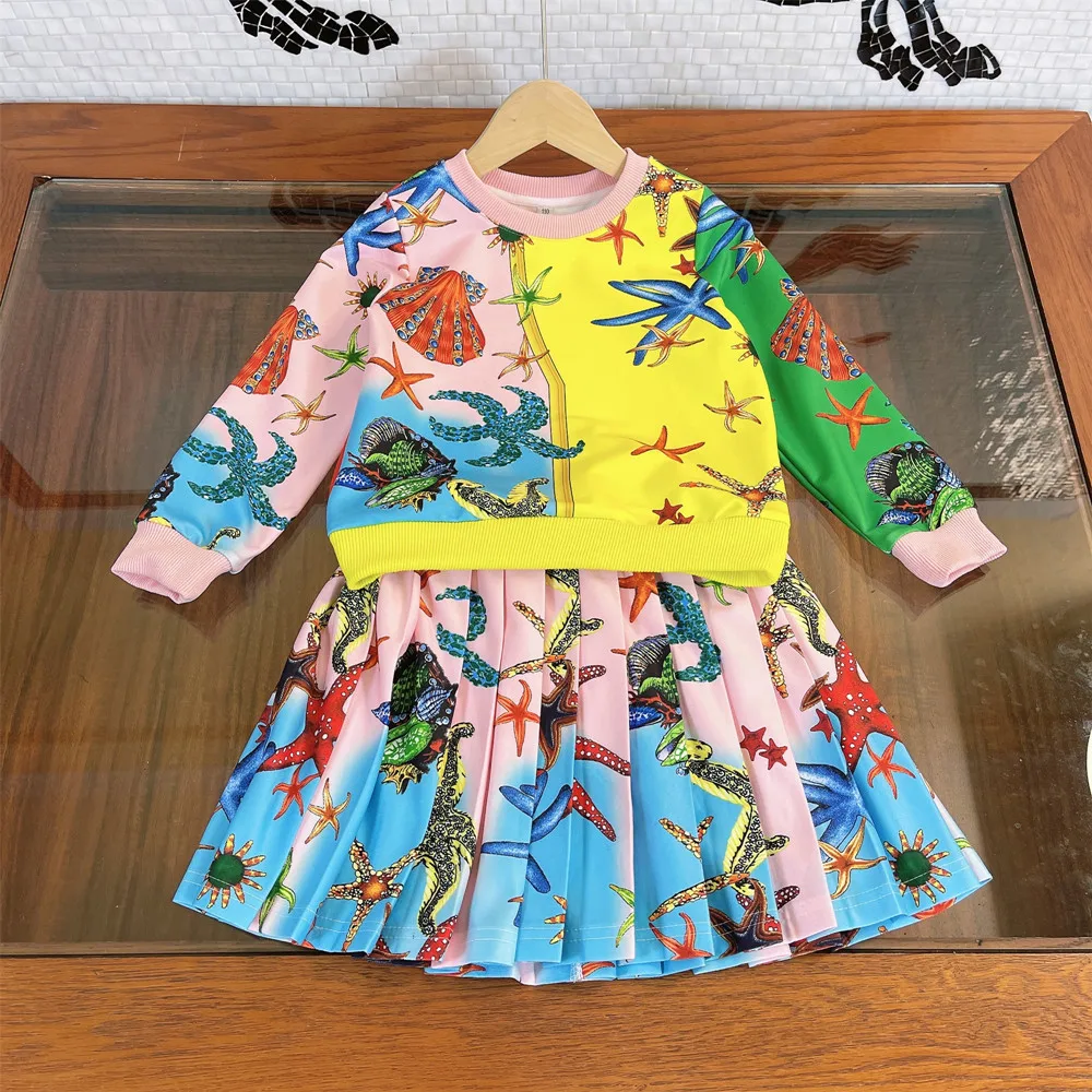 

High-end children's clothing 2021 autumn and winter new girls foreign trade children's clothing set pure cotton half skirt, Yellow