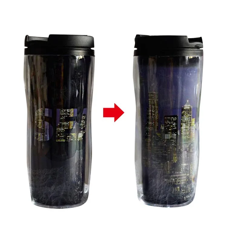 

Wholesale color change plastic double wall tumbler coffee travel mug