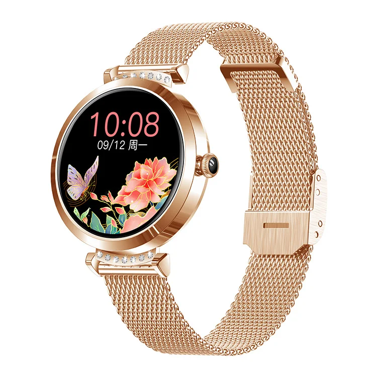 

Luxury Diamond Decoration Womens Watches Latest Ladies 1.09inch Round Screen Wristband Call Remind Music Player NY22 Smart Watch