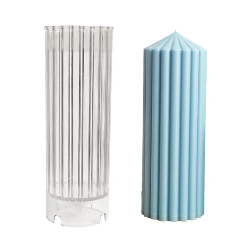 

DIY Homemade Candle Making Mold Supplies for Parties Pillar Candle Mold Cylinder Rib Plastic Candle Molds, Clear coloe