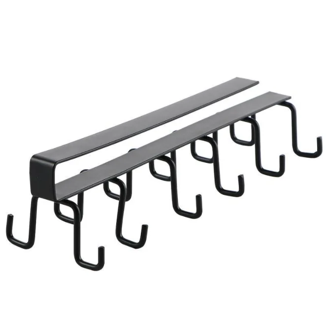 

Double Rows Hook Cups Cooking Tools Kitchen Storage Metal Shelf Racks ZGJ-0327