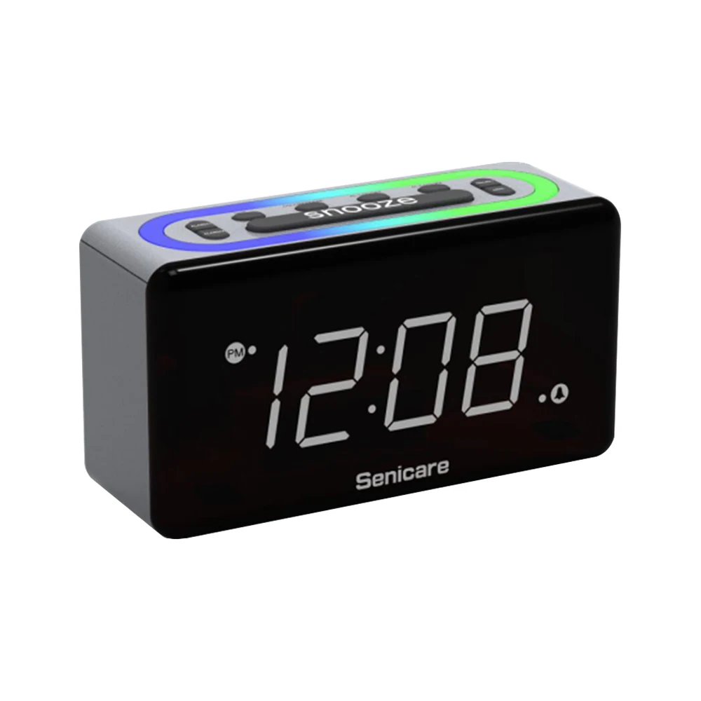 

popular New LED Digital 7 Color Changing Light USB Charger Double Bell Alarm Clock smart alarmmart alarm clock, Black, white or customized